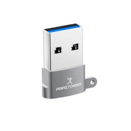 Mini Adaptador de USB A a USB C PERFECT CHOICE PC-101253 - Gris