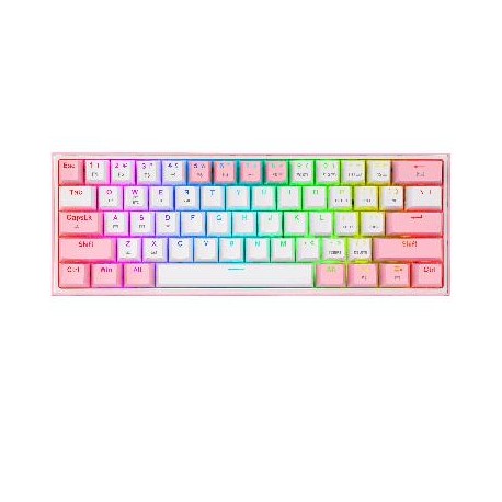 Teclado Mecánico Redragon Fizz Pro White/Pink - Blanco y Rosa
