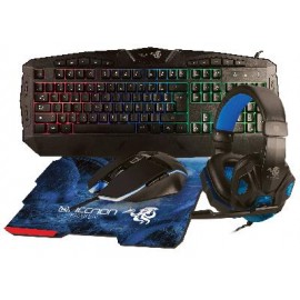 Kit Gaming 4 en 1  NECNON NGC-KRAKEN - 114 Teclas, Azul, 3200 DPI