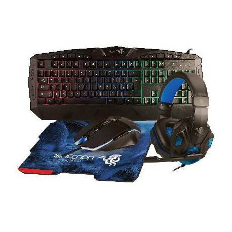 Kit Gaming 4 en 1  NECNON NGC-KRAKEN - 114 Teclas, Azul, 3200 DPI
