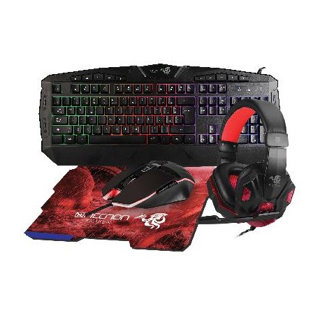 Kit Gaming 4 en 1 NECNON NGC-KRAKEN - 114 Teclas, Rojo, 3200 DPI