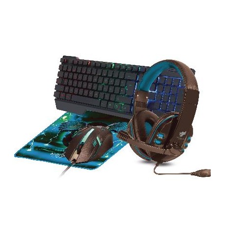 Kit Gaming 4 en 1 NECNON NGC-PEGASUS - 104 teclas, Azul, 1000 DPI