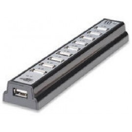 Hub USB MANHATTAN 161572 - Negro, 10 puertos