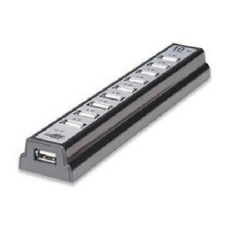 Hub USB MANHATTAN 161572 - Negro, 10 puertos