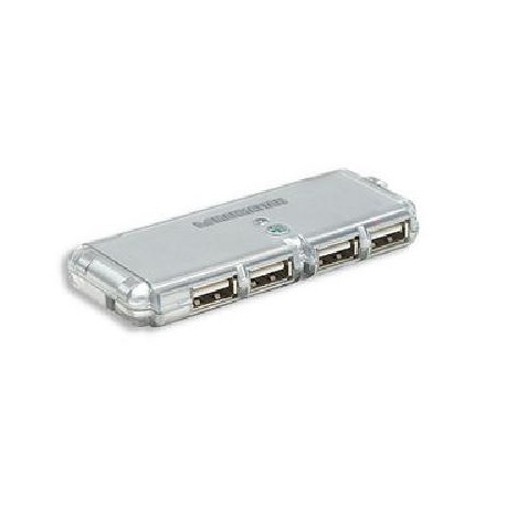 Hub USB MANHATTAN 160599 - USB 2.0, Gris, 4 puertos