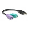 Convertidor USB a PS2 MANHATTAN - 2x Mini DIN 6 pin (PS/2), Negro