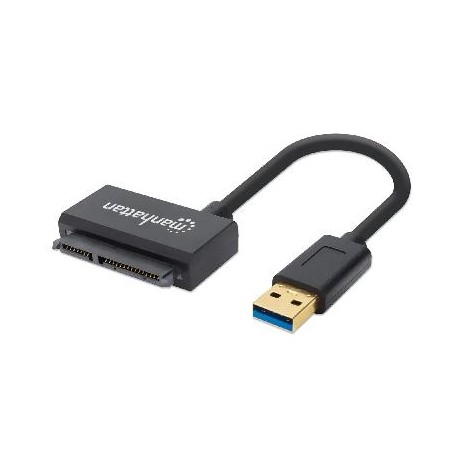 Convertidor MANHATTAN 130424 - SATA, Macho/Macho, Negro