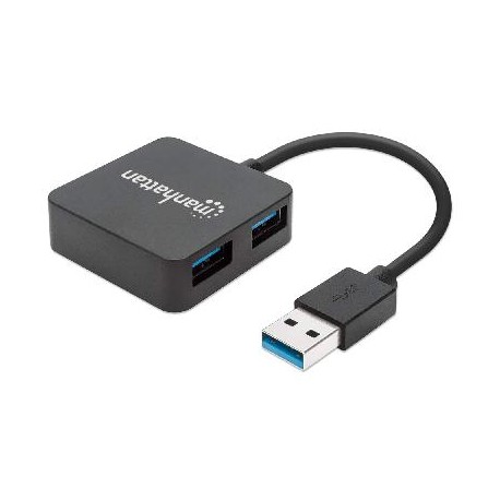 Hub USB MANHATTAN - Negro, 4 puertos
