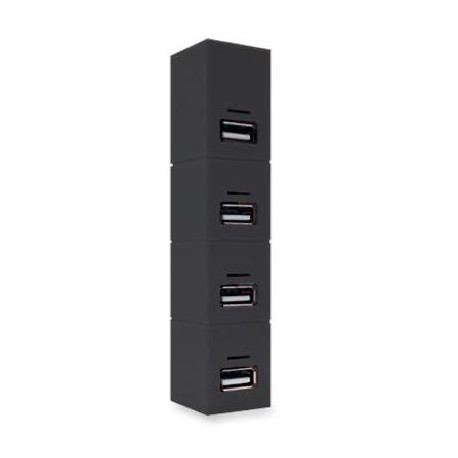 Hub USB V2.0 - BASICO, 4 Puertos, Negro, BROBOTIX 180727-2
