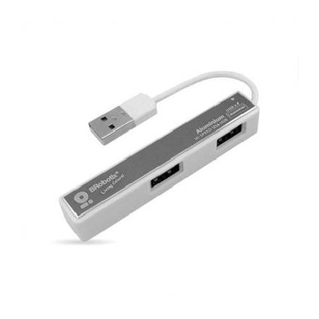 Hub USB V2.0 - SMALL, Compacto, 4 Puertos, Plata, BROBOTIX 180727-5