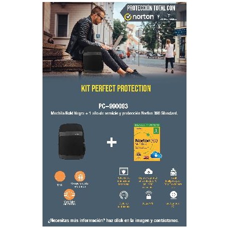 Kit Mochila + Antivirus PC-990093 - Mochila Negra Bol (...)
